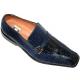David Eden  "Rawlins" Navy Blue Genuine Crocodile/Lizard Shoes With Buckle On The Side
